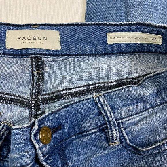 Pacsun High Rise Ankle Jeggings Women's 28 Distressed Denim Stretch Raw Hem - Picture 3 of 14